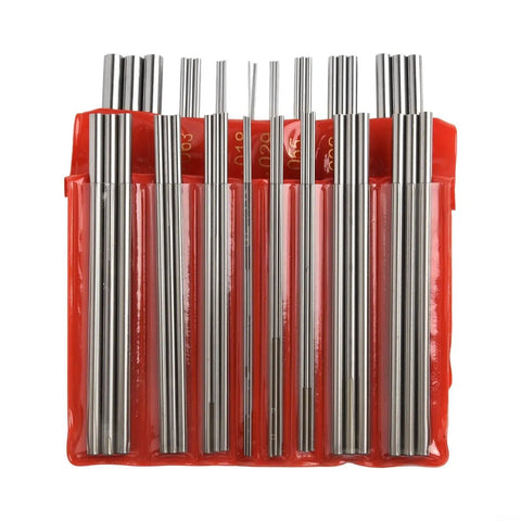 Precision External Thread Measuring Wire Set 48 Piece Kit With 16 Wire Sizes In Stainless Steel For Accurate 3 To 48 TPI And 0.5 To 6 Mm Pitch Measurements Pro Grade displayed in a holder.