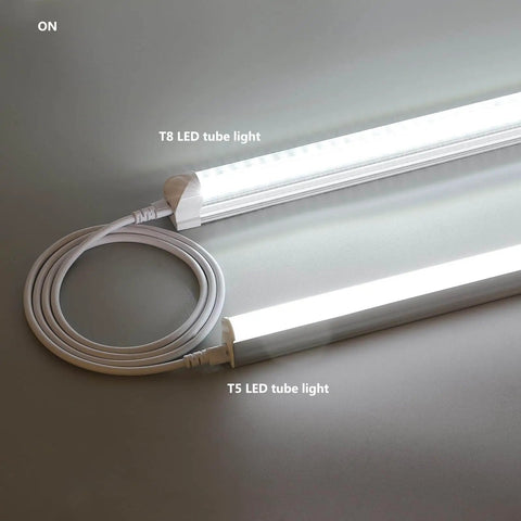 Go To Double Female Linkable Power Cord Set, 5 Foot For T5 T8 LED Tube Light Fixtures, 3 Prong Lamp Connecting Wire, Heat Resistant PVC, US Standard, Pack Of 10 connected to T5 and T8 LED tube lights