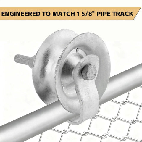 5 Inch Sliding Gate Rollers Heavy Duty Galvanized Steel Track Roller For 1 5 8 Inch Pipe Track Easy Install Pack Of 1