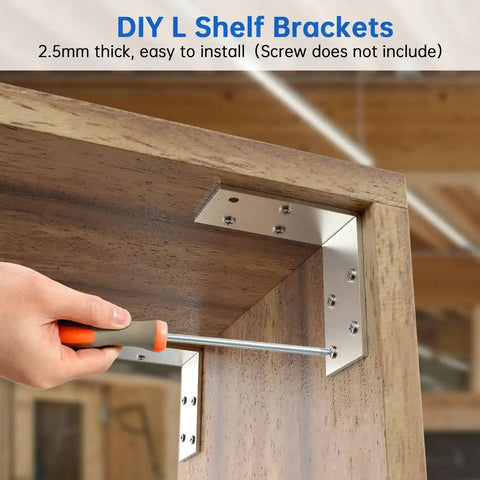 Heavy Duty 12 Gauge L Brackets 3x3 Inch Galvanized Corner Braces For Woodworking And Home Diy Projects installation close-up