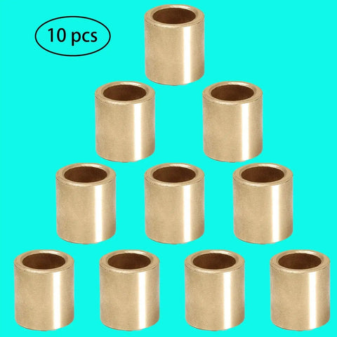 Self Lubricating Sintered Bronze Sleeve Bearings 10 pcs set, 6mm bore, 10mm outer diameter and length, arranged in pyramid formation