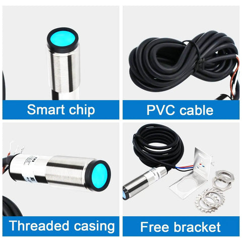 Laser Photoelectric Switch Sensor NPN NO And NC Four Wire Ten To Thirty Volt DC Input with PVC cable and free bracket