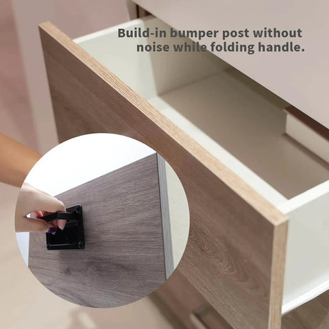 Recessed Flush Pull Handles For Deck Hatches Black Two Piece Set Made From Heavy Duty Zinc Alloy installed on wooden drawer