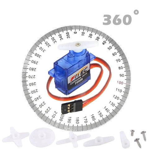 FS90R 360 Degree Continuous Rotation Micro Servo 9g RC Motor for Arduino with accessories and screws