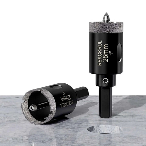 1 Inch Diamond Hole Saw With Pilot Drill Bit By REKCKRUL, 2 Pack Premium Tile Hole Saws For Porcelain Ceramic Granite Marble And Glass