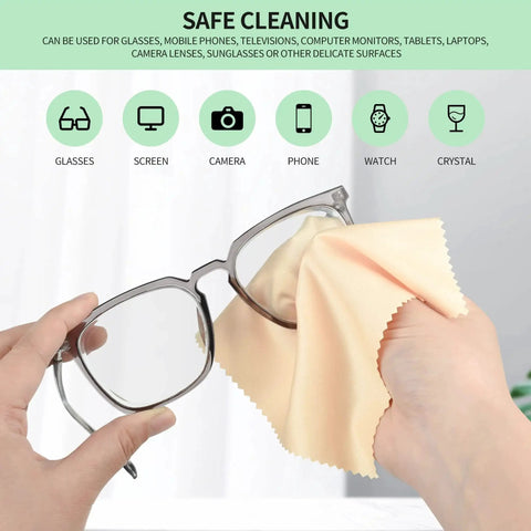 Cleaning eyeglasses with 18 Pack Multicolor Microfiber Cleaning Cloths 7x6 For Eyeglasses Lenses Phones