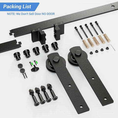 Heavy Duty 6 Ft Sliding Barn Door Hardware Kit With Quiet Nylon Wheels, Easy To Install, Fits 36 Inch Wide Door, Solid Steel Rollers