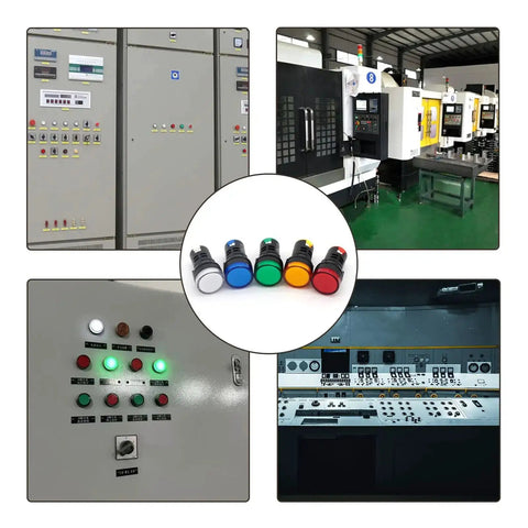 LED Indicator Light Kit 110V AC DC 20mA Flush Panel Mount 22mm Hole Multicolor Red Green Blue Yellow White 10 Pcs in use