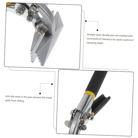 Heavy Duty Hand Seamer Pliers For Metal Bending And Sheet Flattening With Tight Clamp Technology close-up of locking handles