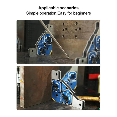 Heavy Duty Magnetic Welding Clamp With 90 Degree Fixture For Steel Plates, 112 Lbs Strong Magnet, dual switch, 2 pack in use