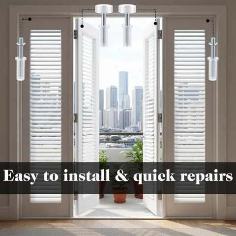8 Piece Spring Loaded Bi Fold Door Hardware Kit For Closet Doors Easy Install visible with folding doors and city view