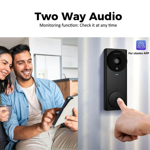 Wireless Wi Fi Video Doorbell Camera With Night Vision And Two Way Audio, HD Live Monitoring, Real Time Visitor Alerts shown installed