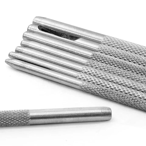 Close-up of the 10 Piece Leather Hole Punch Set with Hollow Round Punches 1mm to 4.5mm, showing durable steel construction.