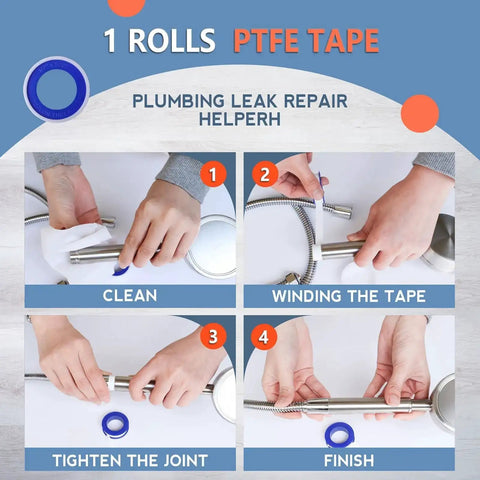 Heavy Duty PTFE Plumbers Tape For Sealing Threads On Water Pipes And Shower Heads One Roll Thick High Density 1/2 Inch Wide By 520 Inches Long Premium Thread Sealant To Prevent Leaks And Improve Plumbing Performance shown in use