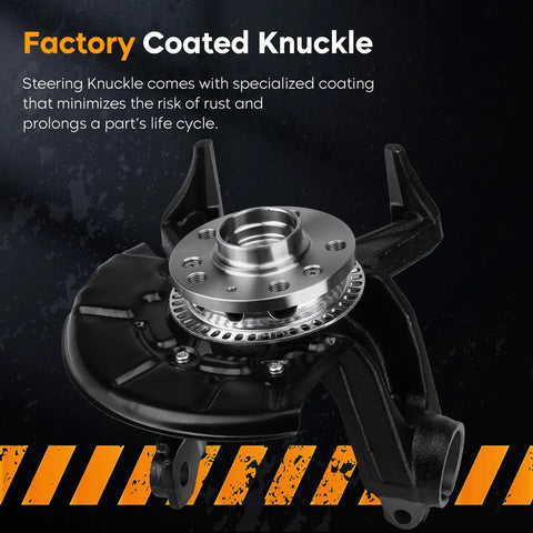 Rock Solid Front Left Steering Knuckle And Wheel Bearing Hub Assembly Replacement For Beetle Golf Jetta Driver Side Only Fits 280mm Rotor Models with coated finish
