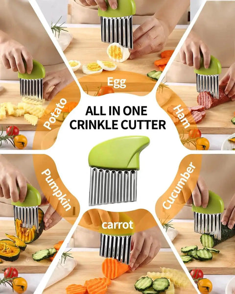 Crinkle Cutter For Potatoes And Veggies Stainless Steel 430 Anti Rust Wavy Knife Potato Chip Chopper For French Fries Carrot Slicer