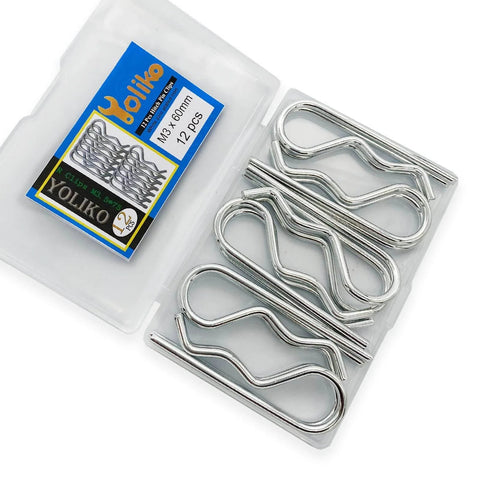 Beefed-Up Heavy Duty Hitch Pins 12 Pack With Spring Retaining R Clips M3x60mm for Trailers Tractors Lawn Mowers Carts and Trucks