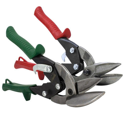 Left And Right Offset Aviation Snips Set For Tight Curves And Long Cuts Pro Grade Tinner Shears With Glidetech Forged Blades