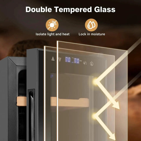 35L Temperature And Humidity Controlled Cooler Cabinet with double tempered glass and Spanish cedar shelves