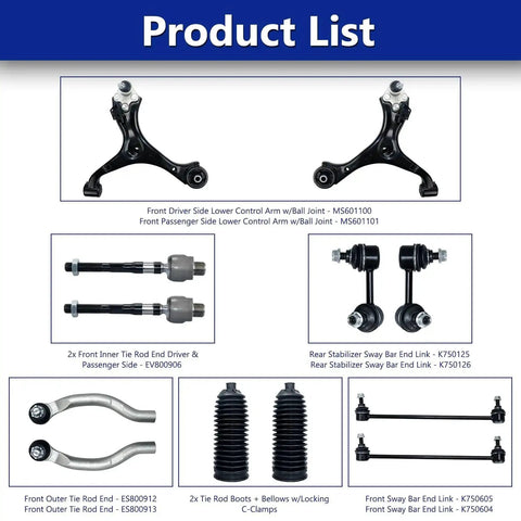 Front Lower Control Arm With Ball Joint And Sway Bar Links Suspension Kit Replacement For 2013 2015 Honda Civic 12 Piece DIY Upgrade