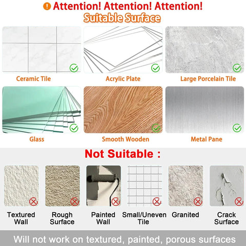 Suitable and unsuitable surfaces for Clear Silicone Wall Bumpers 28 Pieces Ultra Strong Self Adhesive Anti Collision Pads For Cabinets Doors