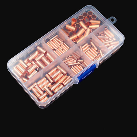 250 Piece Wire Ferrule Kit With Seven Size Copper Crimp Connectors Non Insulated Electrical Butt Terminals Assorted Set