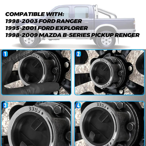 Manual Wheel Locking Hubs 2 Pack For Ford Ranger 1998 2003 Explorer 1995 2001 And Mazda B Series B2500 B3000 B4000 Pickup 1998 2009