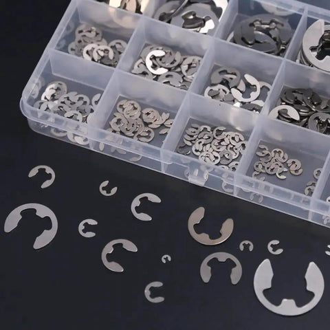 380 Piece E Clip Circlip External Retaining Ring Set In 14 Sizes 304 Stainless Steel Pro Grade Rust Resistant External Retaining Ring Kit