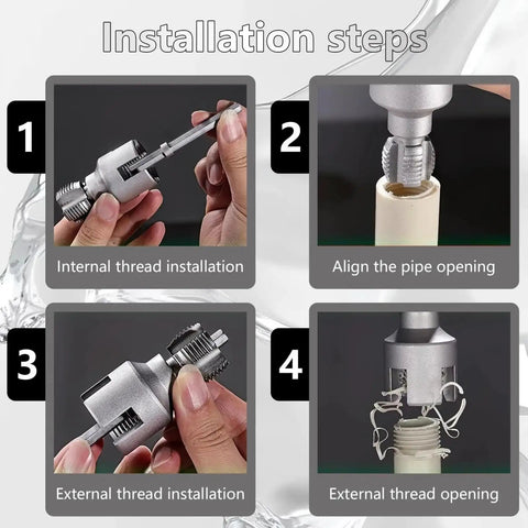 Installation steps for Integrated Internal And External Pipe Threading Tool For Half Inch And Three Quarter Inch Pipes