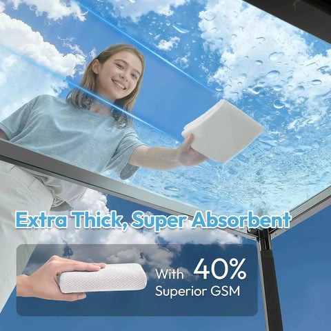 Person using Diamond Pattern Microfiber Cloths 12x12 Streak Free Glass Windows Mirrors 6 Pack for cleaning a glass surface.