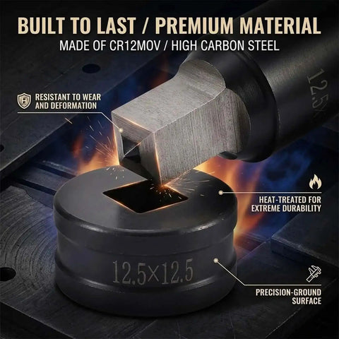 Heavy Duty Hydraulic Punch Die Set For Square Hole 8.5x8.5mm, High Carbon Steel, replacement for punching machine metal fabrication