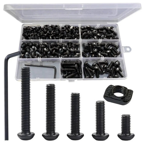 252 Piece M5 T Nuts And T-Slot Bolts Extrusion Accessories Kit With M5 8-20mm Hex Socket Screws T Nuts And Allen Wrench in a box