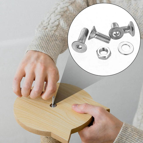Person using Comprehensive M3 M4 M5 M6 M8 Screws Bolts Set With Hex Socket Flat Head Countersunk Hardware 1144 Pieces on wood project