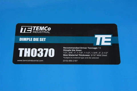 Dimple Die Set Tool Kit Pro Grade Eight Dies packaging label for auto sheet metal fabrication and automotive parts