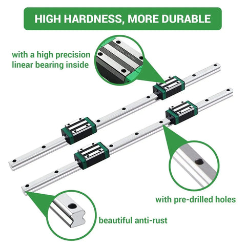 Two Pack HGR20 900mm Linear Guide Rails With Four HGH20CA Carriage Blocks For DIY CNC Routers Lathes And Mills Premium Kit