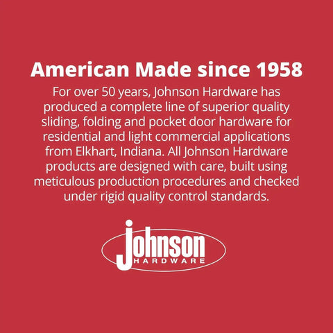 Text image about Johnson Hardware's history and commitment to quality since 1958, American-made products for doors.