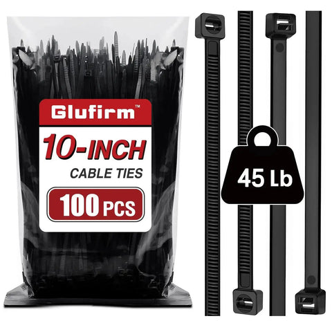 Pack of 10 Inch Black Cable Ties 100 Pack Heavy Duty 45Lb Tensile Strength UV Resistant Nylon Wire Ties for versatile use