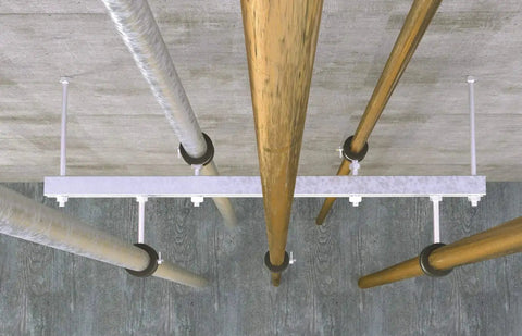Drop In Anchor M8 Thread Steel Internal Cone Type Concrete Anchor 100 Pack installed supporting ceiling pipes.