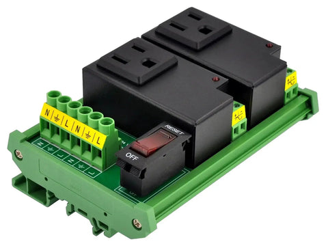 Two Channel IoT Relay Outlet Module For Smart Home Projects With Built In 10 Amp Relays, AC 120V Control, DIN Rail Mount