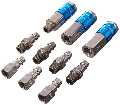 Tru-Flate 13-907 blue HI-FLO aluminum plug/coupler set, 10 pieces