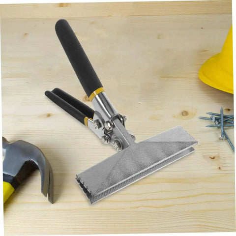 6 Inch Manual Sheet Metal Bender Duckbill Pliers Edge Seamer for bending and flattening metal plates with non-slip handle on wooden surface