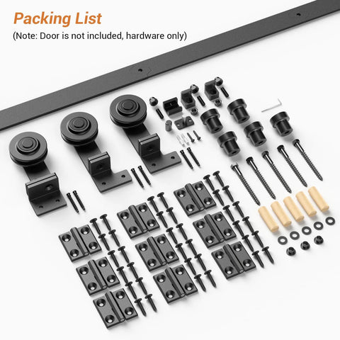 52 Inch Bi Folding Barn Door Hardware Track Kit For Four Doors Under 12.5 Inches Wide Panels components on white background