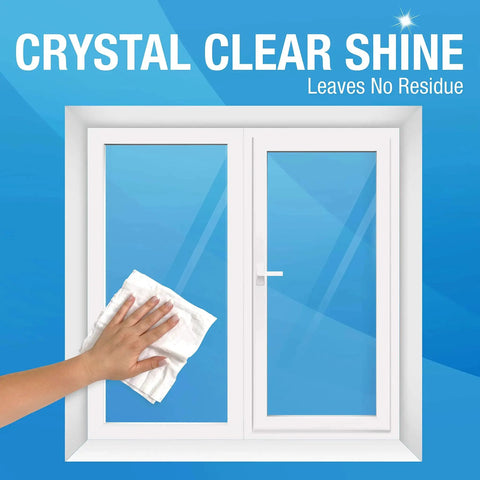 Hand using Streak Free Glass Cleaning Wipes For Mirrors Windows Kitchen Car 60 Count for crystal clear window shine