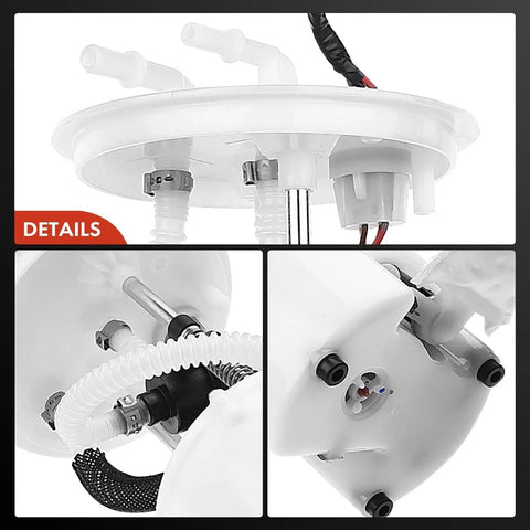 Close-up of Electric Fuel Pump Module With Sending Unit For Ford Escape And Mazda Tribute 2001 To 2004 showcasing 4 pins and 2 tubes
