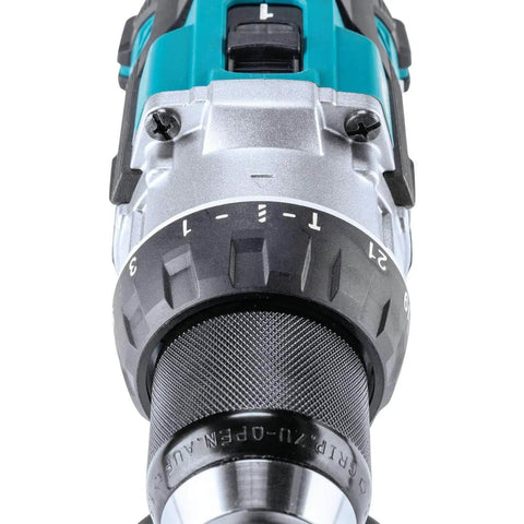 Close-up of 18V LXT Brushless Compact Hammer Drill Driver One Half Inch Cordless Tool Only, 970 Inch Pounds Max Torque, Longer Run Time Per Charge, Built For Pros And DIYers