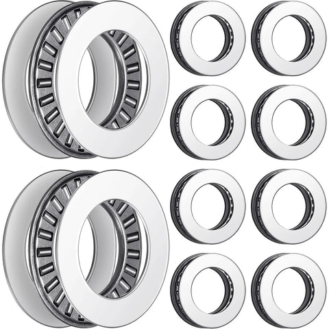 Thrust needle roller bearing set with washers, 0.75 in bore, 1.25 in OD, steel, 10 sets