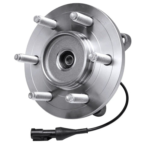 4WD Front Wheel Bearing Hubs Assembly for Ford F150 Expedition Lincoln Mark LT 6 Lug Replacement, Front view with ABS wire