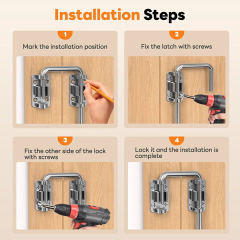 Beefy Heavy Duty 2.36 Inch Stainless Steel U Bolt Door Lock For Sliding Doors Barn Doors Windows Gates Sheds Or Fences With 90 Degree And 180 Degree Install Rust Resistant Patio Latch installation steps