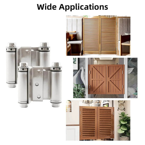 3 Inch Double Action Spring Door Hinge Set Self Closing For Saloon Bar Pub Cafe Doors Satin Nickel Finish in use scenes