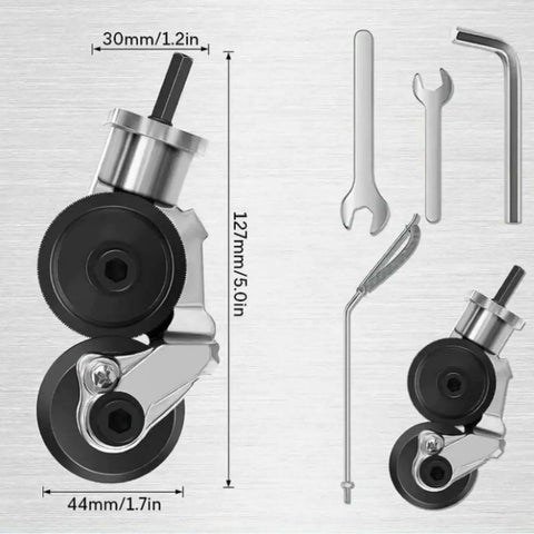 Sheet Metal Nibbler Drill Attachment For Electric Drills Plate Cutter Shears Tool Quick Install Spark Free Burr Free Cuts Iron Steel White Sheet Metalworking dimensions and tools